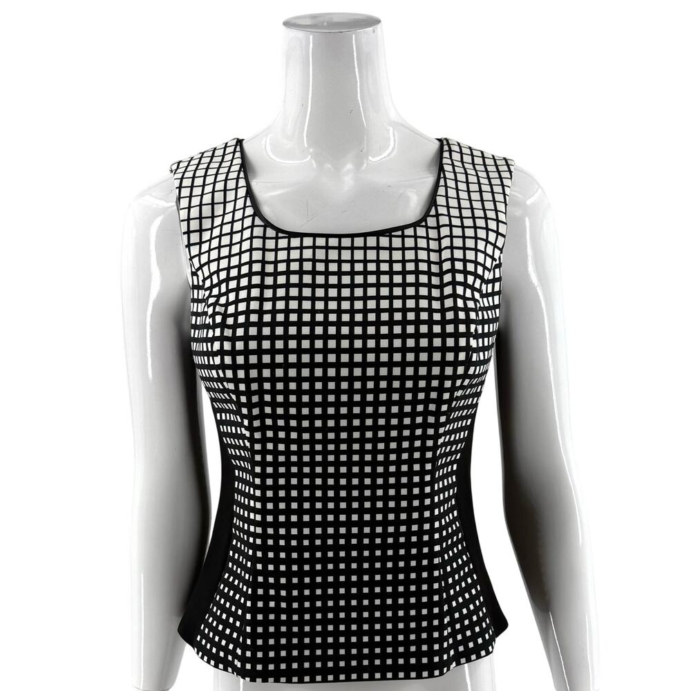 White House Black Market Sleeveless Structured Top Size 6P Windowpane Checkered